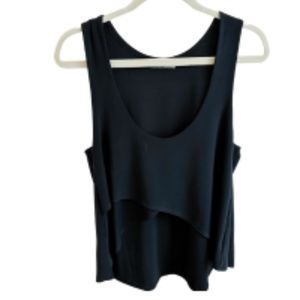 SYMPLI WOMENS OVERLAY SLEEVLESS KNIT TOP BLACK SZ 8